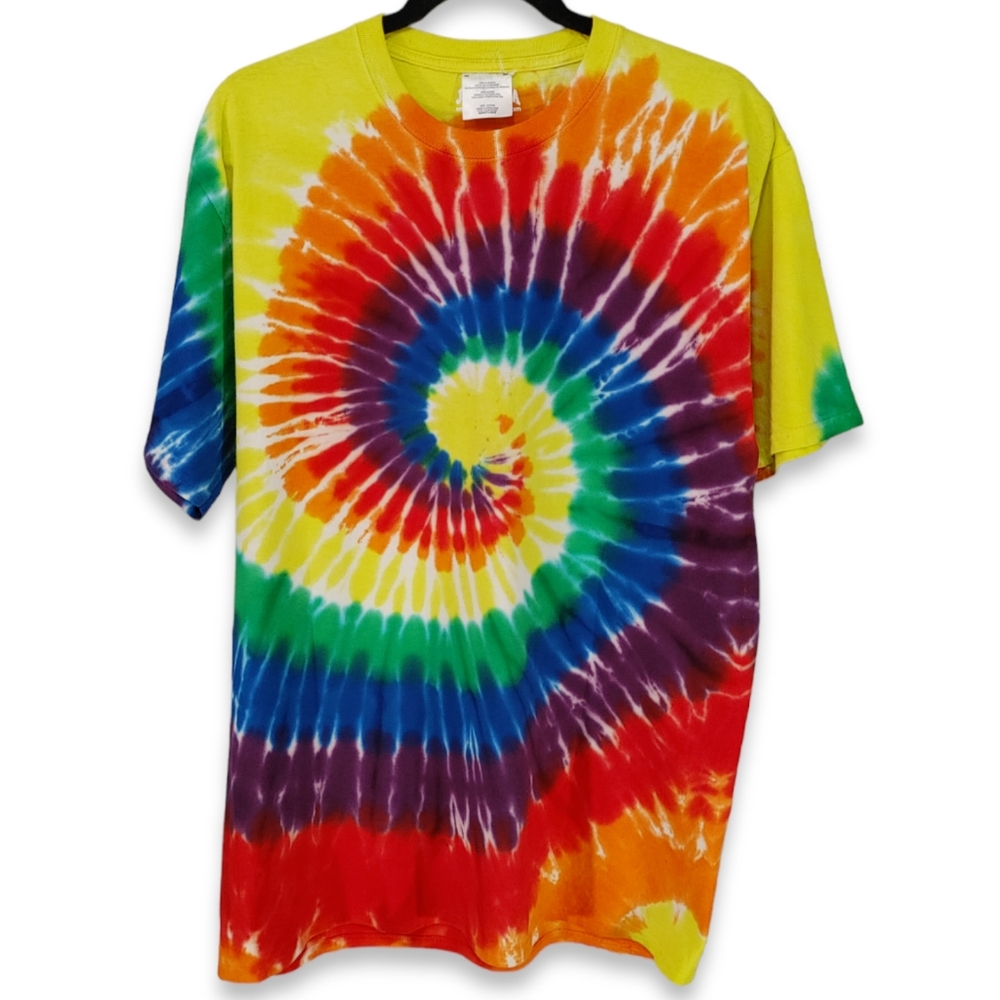 Blank Tie Dye T Shirt Mens Size Large Short Sleeve Colorful Rainbow Hippie Tee